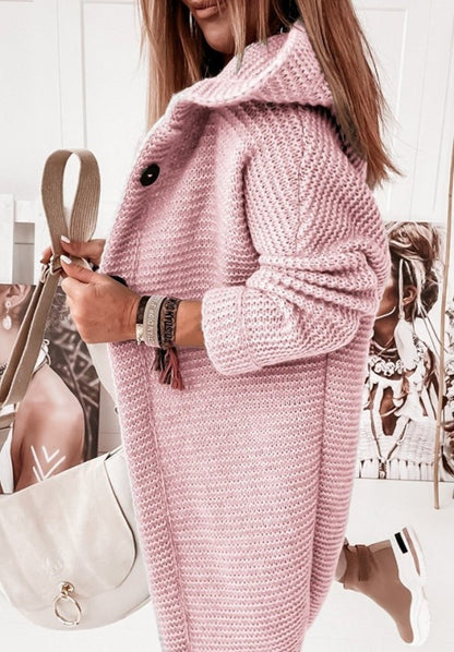 Langer Strick-Cardigan mit Kapuze für Damen