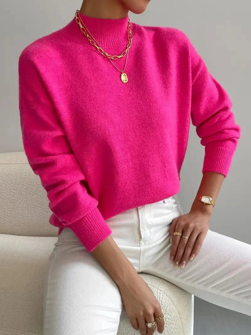 Minimalistischer Stehkragen Winterpullover Damen