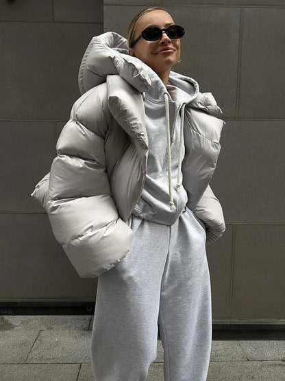 Übergroße Steppjacke Freizeit Streetwear Damen