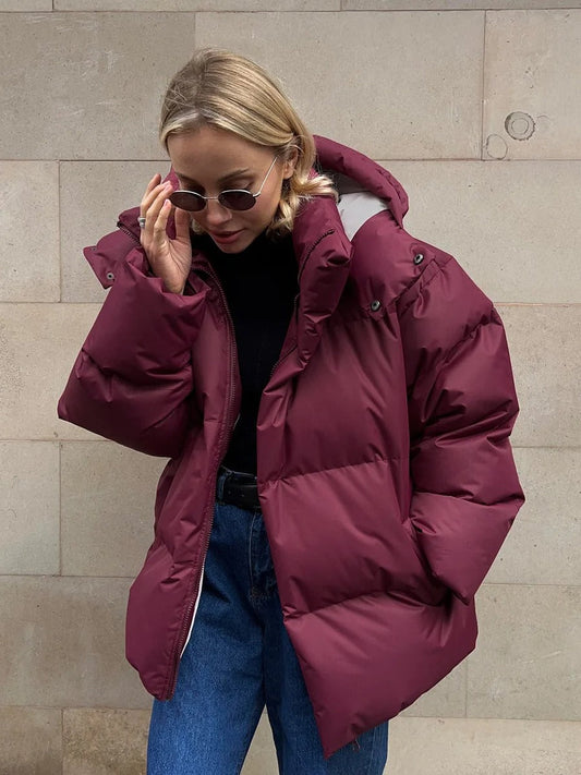 Übergroße Steppjacke Freizeit Streetwear Damen