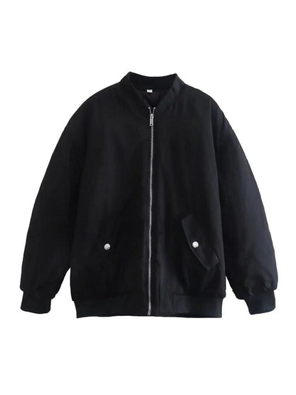 Burgunder Bomberjacke Damen Stylischer Zip-up Casual Look