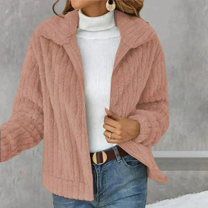 Kunstpelzjacke mit Reißverschluss für Damen