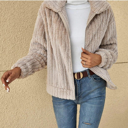 Kunstpelzjacke mit Reißverschluss für Damen